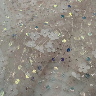 New Fashion 100%polyester 70gsm Mesh Lace Sequin Embroidery Fabric For Women Stage Clothing