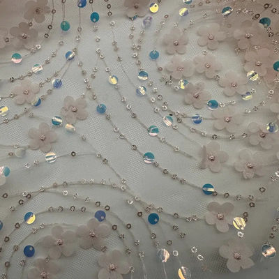 New Fashion 100%polyester 70gsm Mesh Lace Sequin Embroidery Fabric For Women Stage Clothing