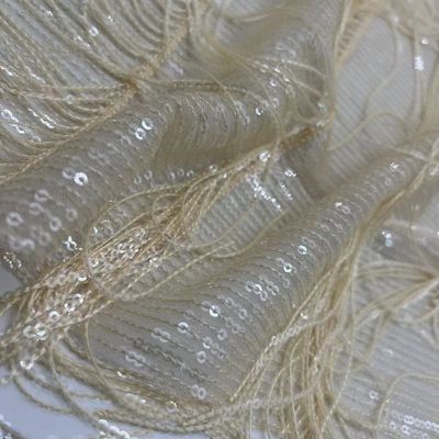 Glittering Embroidered Fabric 100% Polyester Gold Sequin For Women Evening Dresses