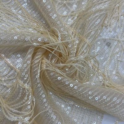 Glittering Embroidered Fabric 100% Polyester Gold Sequin For Women Evening Dresses