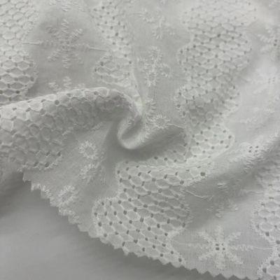 White Embroidery Fabric With Small Mesh 100% N Breathable For Clothes Of Lining