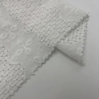 White Embroidery Fabric With Small Mesh 100% N Breathable For Clothes Of Lining