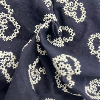 Black Embroidery Textile 100% Cotton Fabric And 100% Cotton Thread For Curtain