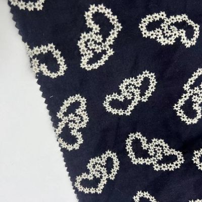 Black Embroidery Textile 100% Cotton Fabric And 100% Cotton Thread For Curtain