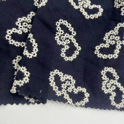 Black Embroidery Textile 100% Cotton Fabric And 100% Cotton Thread For Curtain