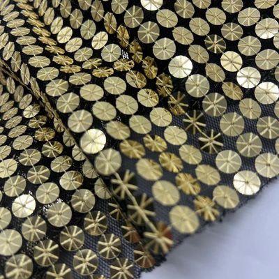Sequins Embroidery Fabric 100% P Gold Color For Decorate Men Sequin Shirt
