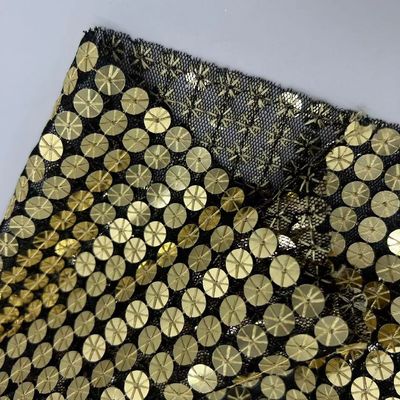 Sequins Embroidery Fabric 100% P Gold Color For Decorate Men Sequin Shirt