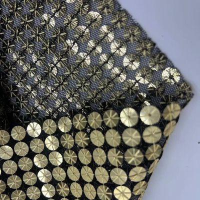 Sequins Embroidery Fabric 100% P Gold Color For Decorate Men Sequin Shirt