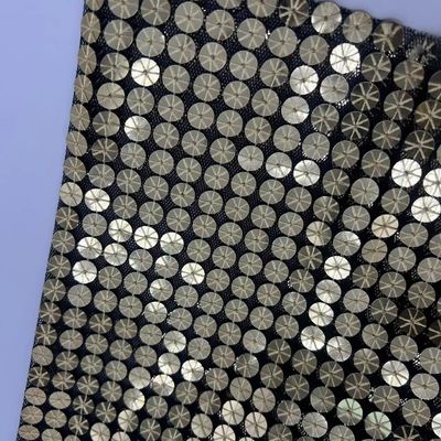 Sequins Embroidery Fabric 100% P Gold Color For Decorate Men Sequin Shirt