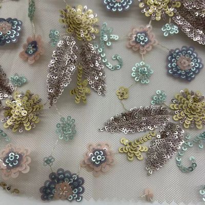 Colorful Sequins Embroidery Cloth 100% Polyester Good For Sequin Dresses