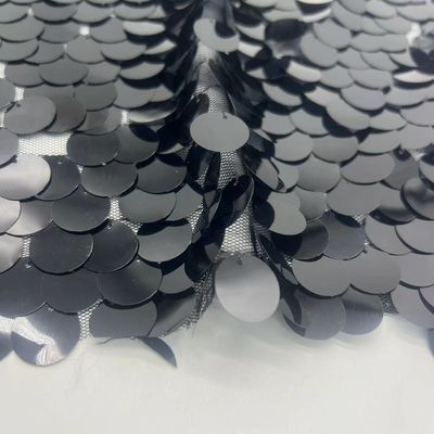 100% Polyester Big Black Sequins Embroidery Fabric In Women Party Dress