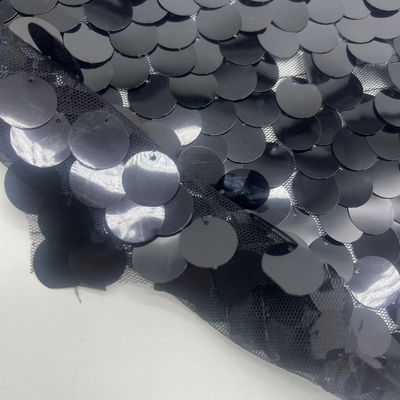 100% Polyester Big Black Sequins Embroidery Fabric In Women Party Dress