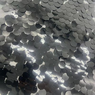 100% Polyester Big Black Sequins Embroidery Fabric In Women Party Dress