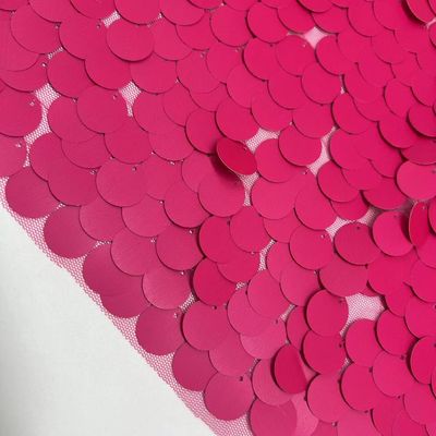 100% Polyester Big Pink Sequins Embroidery Fabric For Women Party Skirts