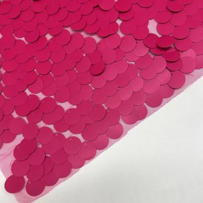 100% Polyester Big Pink Sequins Embroidery Fabric For Women Party Skirts