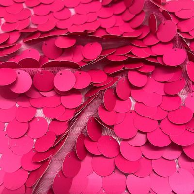 100% Polyester Big Pink Sequins Embroidery Fabric For Women Party Skirts