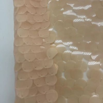 100% Polyester Big Beige Sequins Embroidery Fabric Various Sizes