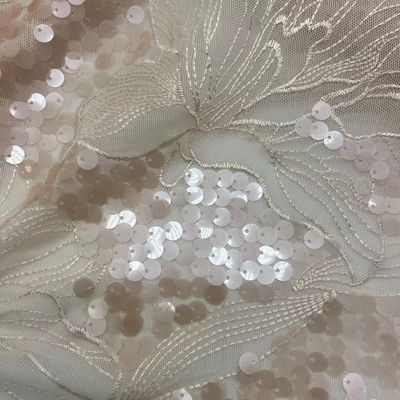 Mesh Sequins Embroidery Fabric 95%P 5%SP 230GSM Fabric Embroidered For Party  Dresses