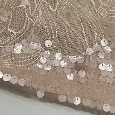 Mesh Sequins Embroidery Fabric 95%P 5%SP 230GSM Fabric Embroidered For Party  Dresses