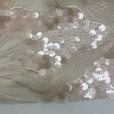 Mesh Sequins Embroidery Fabric 95%P 5%SP 230GSM Fabric Embroidered For Party  Dresses